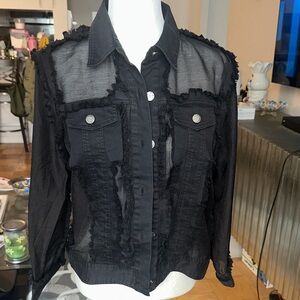 Elegant Black Sheer Jean Jacket